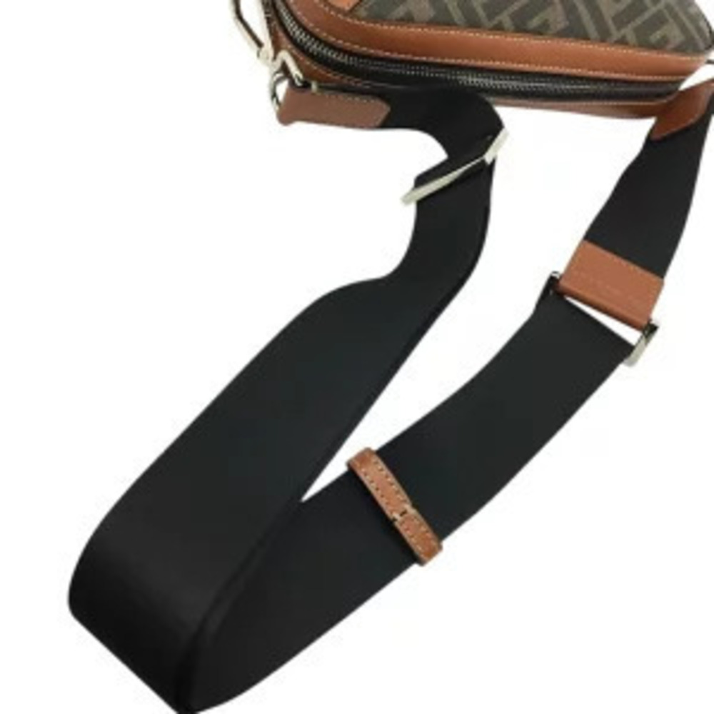 Fendi Diagonal Zucca Camera Case Crossbody Bag Leather Brown